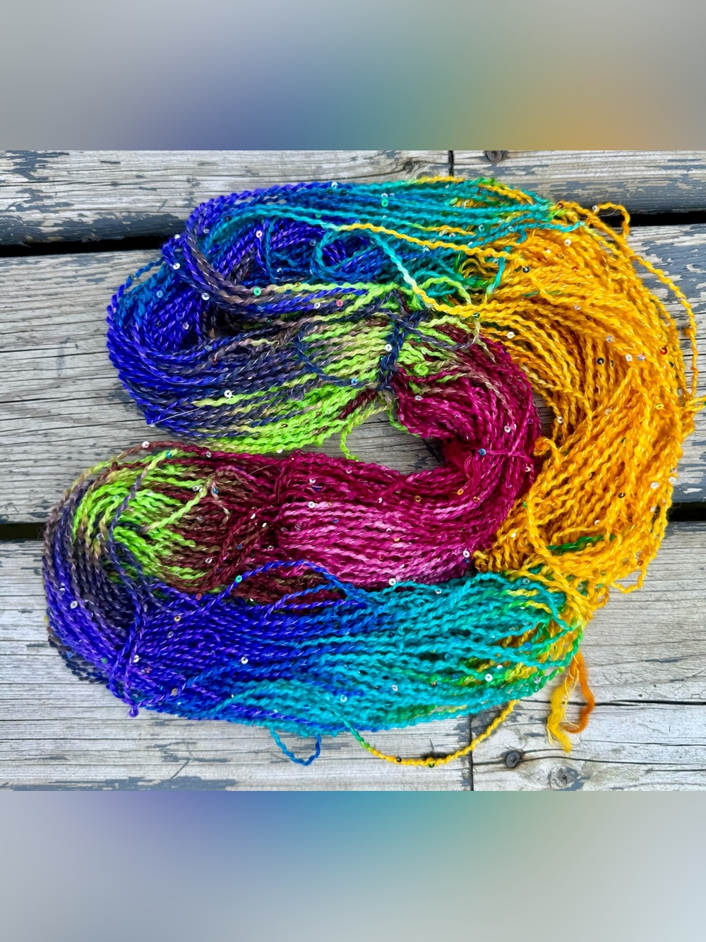 Hand Dyed Sequin Merino Silk Yarn | Fingering Weight | 50% Merino 50% Silk OOAK